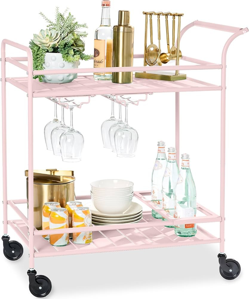 Best Choice Products Rolling Bar Cart, Mobile Home Bar Serving Cart, Serving Station w/ 2 Tier Sh... | Amazon (US)
