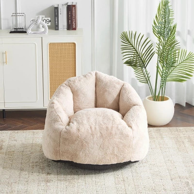 PAGED Stylish Bean Bag Chair, Faux Fur Bean Bag Sofa Chairs with Armrest and Structured Backrest, Floor Chair for Living Room, Beige | Target