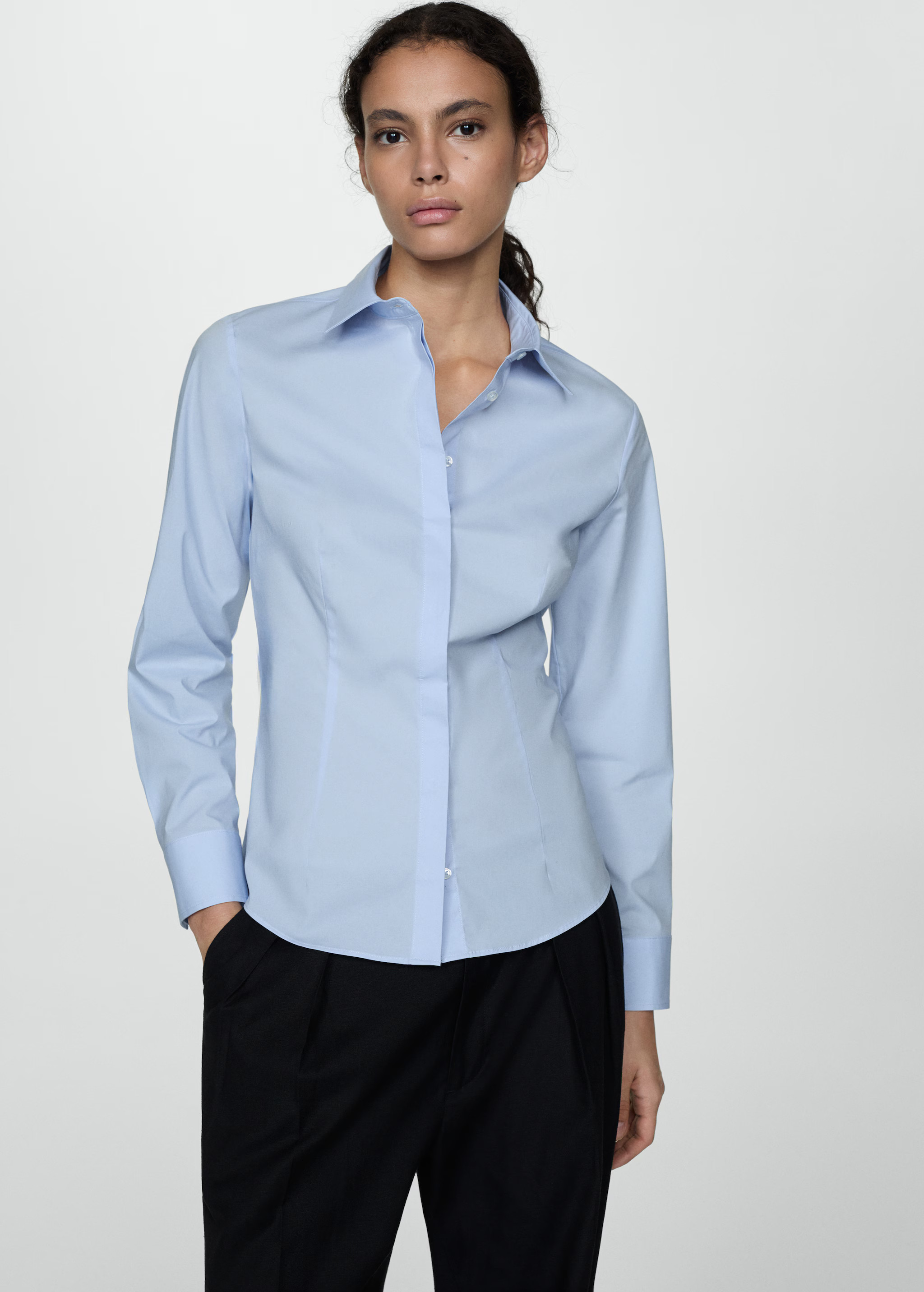 Fitted cotton shirt - Woman | MANGO United Kingdom | MANGO (UK)