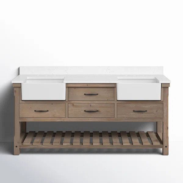 Cookeville 72'' Double Bathroom Vanity with Engineered Stone Top | Wayfair North America