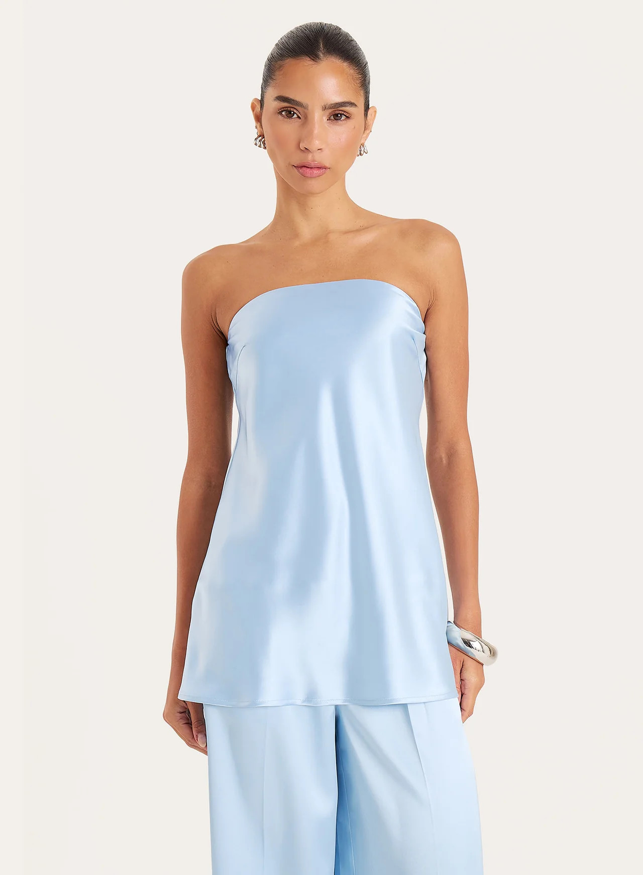 Women's Blue Satin Bandeau Top | Agatha | 4th & Reckless | 4th & Reckless