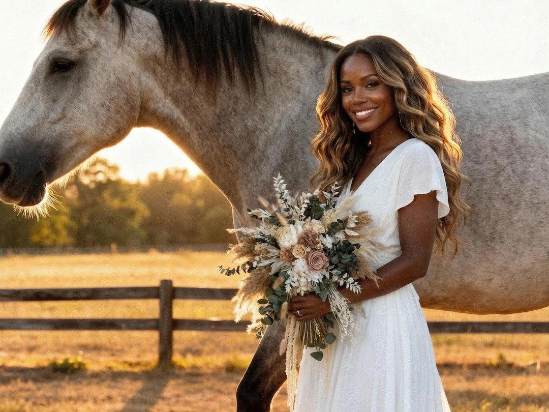This cascading bouquet features preserved roses, sola flowers, pampas grass, ruscus, hydrangea, fern, ozothamnus, and soft bunny tails for a romantic boho look full of natural texture. The flowing design creates beautiful movement, making it a stunning choice for rustic, western, or countryside weddings. Crafted with preserved and dried blooms, this bouquet keeps its shape and color beautifully, allowing it to be cherished long after the celebration. #ltkbride #ltkhome #bridalbouquet #bohowedding #rusticwedding #weddinginspiration #preservedflowers #driedflowers #bohobride #weddingdetails

#LTKWedding #LTKHome #LTKSeasonal