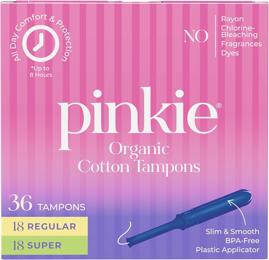 Pinkie Organic Tampons for Teens & Adults - 100% Cotton Core Adapts to Your Body - Slim BPA-Free ... | Amazon (US)
