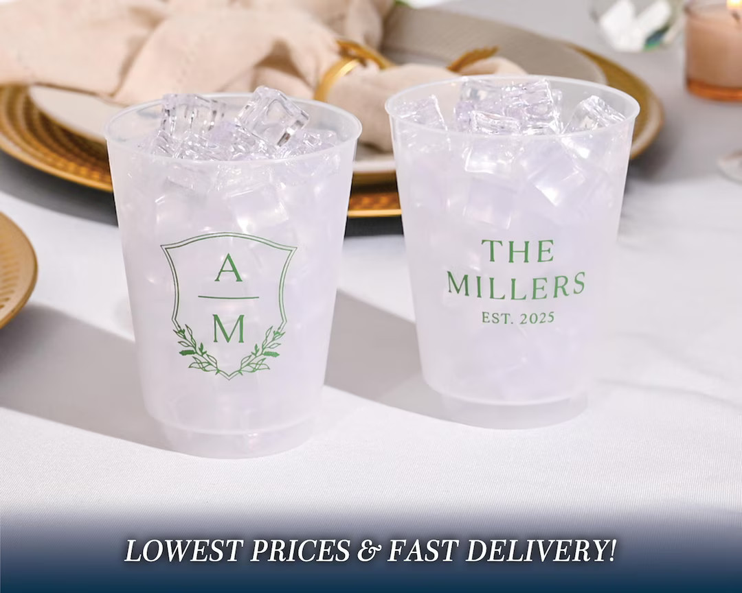 Custom Wedding Frosted Cups, Wedding Reception Favors, Modern Wedding Decor, Minimalist Wedding, ... | Etsy (US)