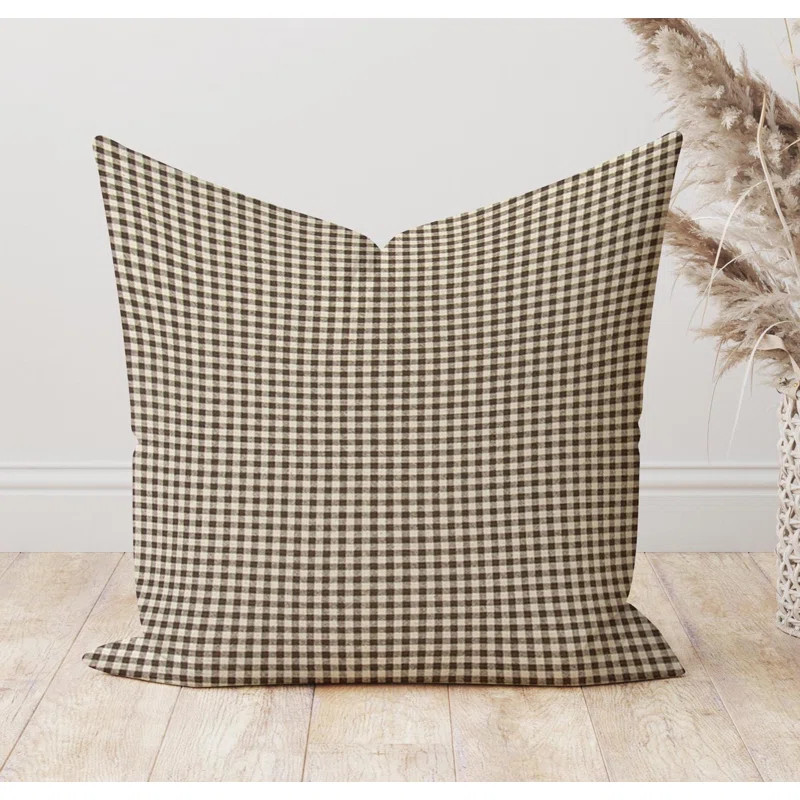 Chestnut Brown And Beige Gingham Pillow Cover | Wayfair North America
