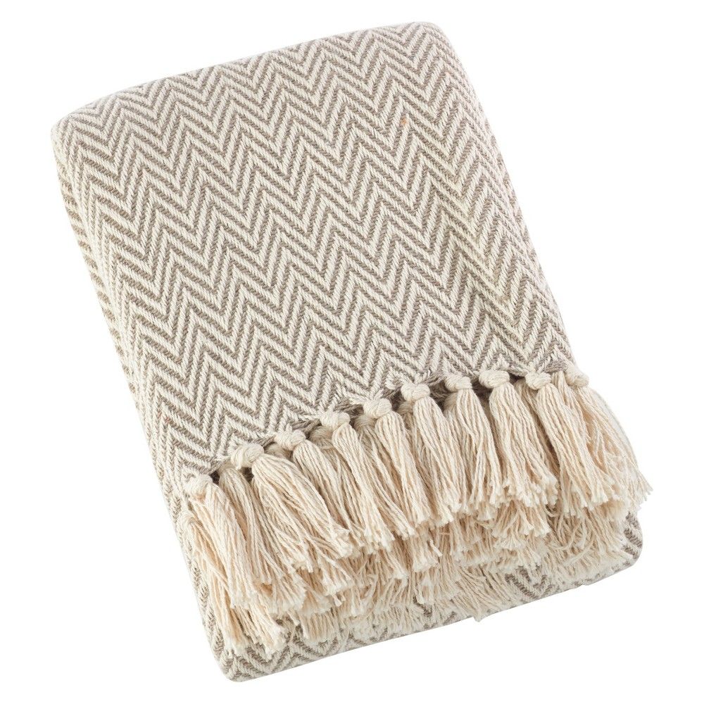 Light Brown Sevan Soft Cotton Diamond Weave Throw Blankets (50""x60"") - Saro Lifestyle | Target