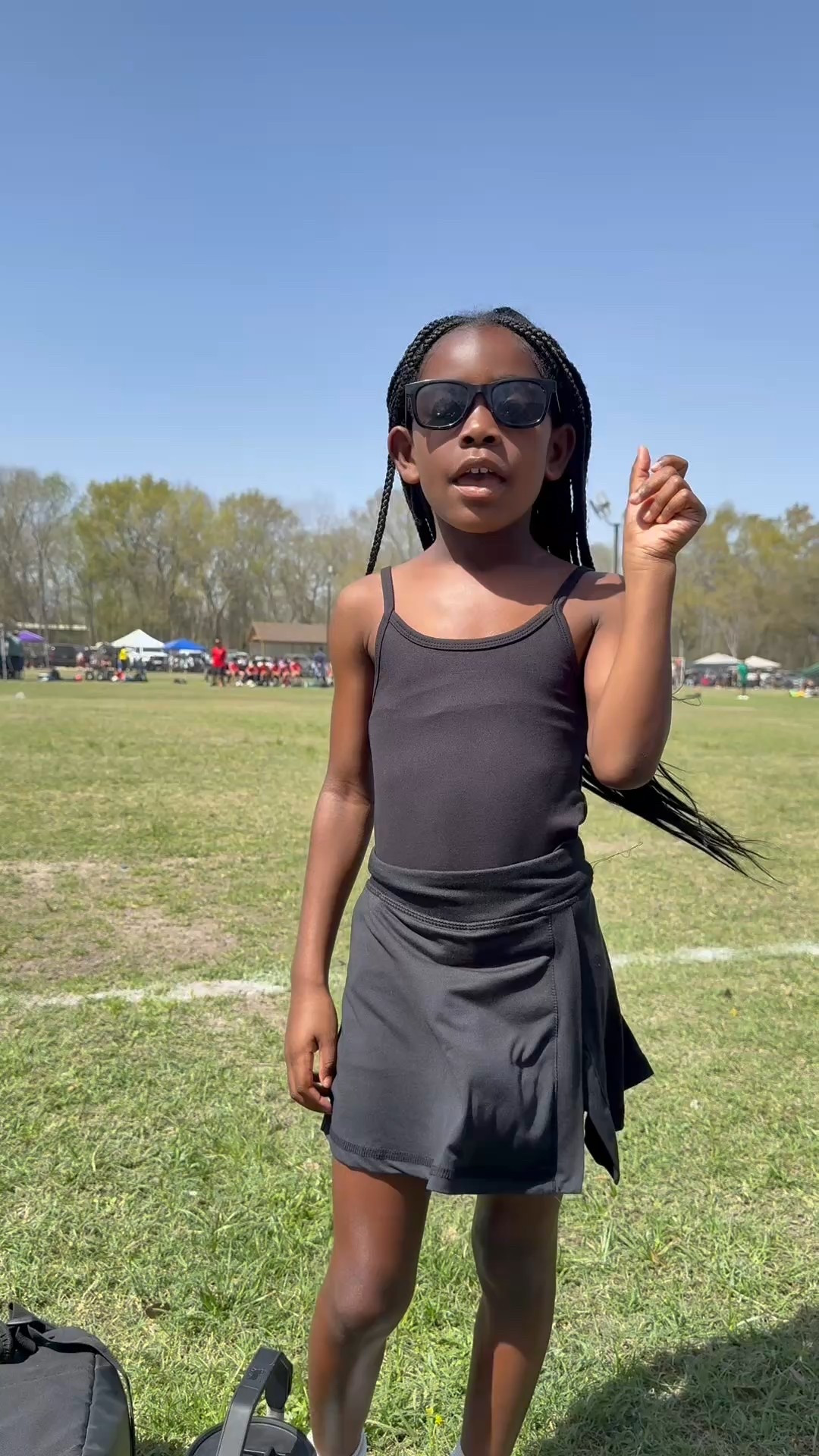 Girls active wear- tennis skirt, black tank, sunglassss 

#LTKWatchNow #LTKActive #LTKKids