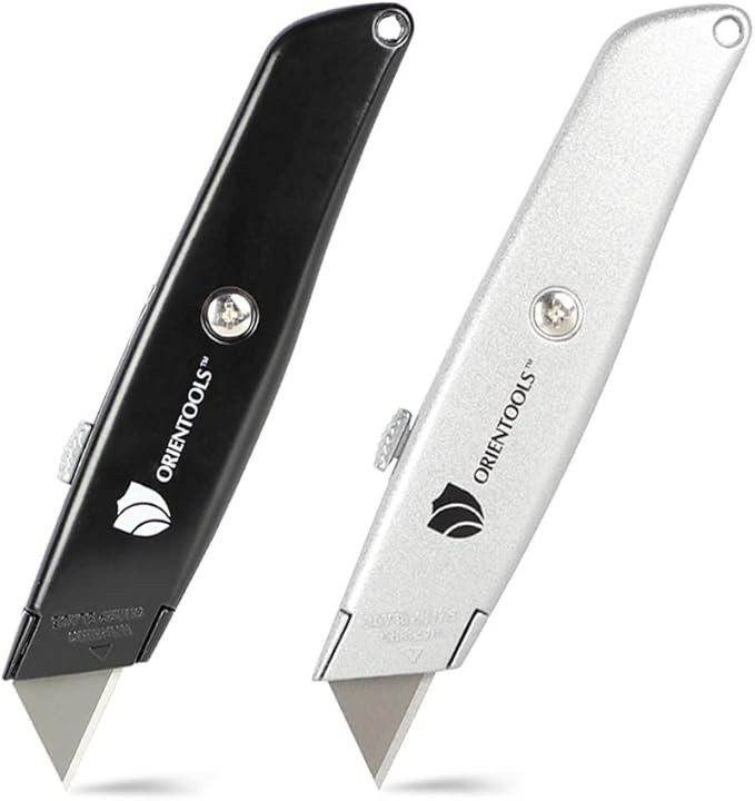 ORIENTOOLS Utility Knife Box Cutter Heavy Duty Retractable, 3 Position Locking Blade, Black and S... | Amazon (US)
