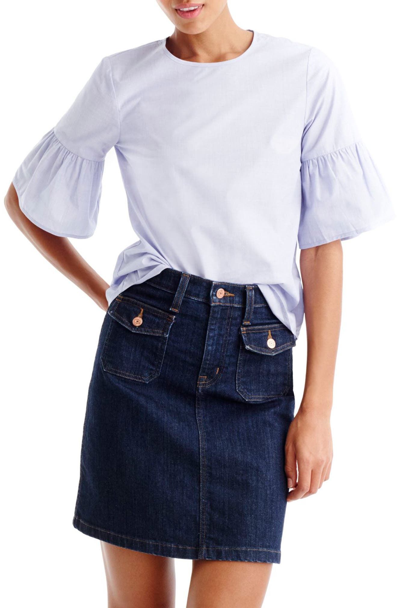 Bell Sleeve Poplin Top (Regular & Petite) | Nordstrom