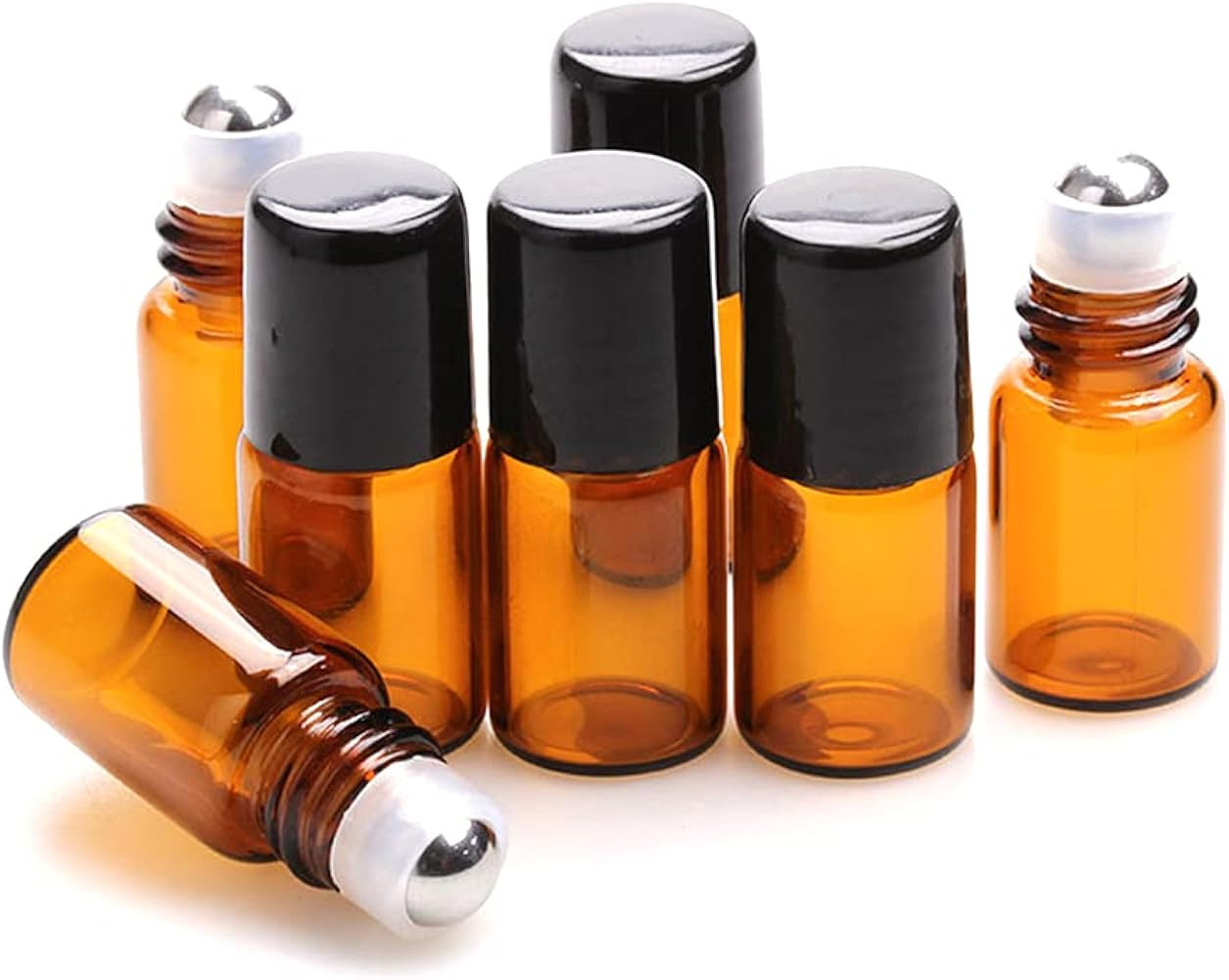 25 Pack 2ml Amber Glass Roll on Bottle For Essential Oils,Perfume Vial with Stainless Steel Rolle... | Amazon (US)