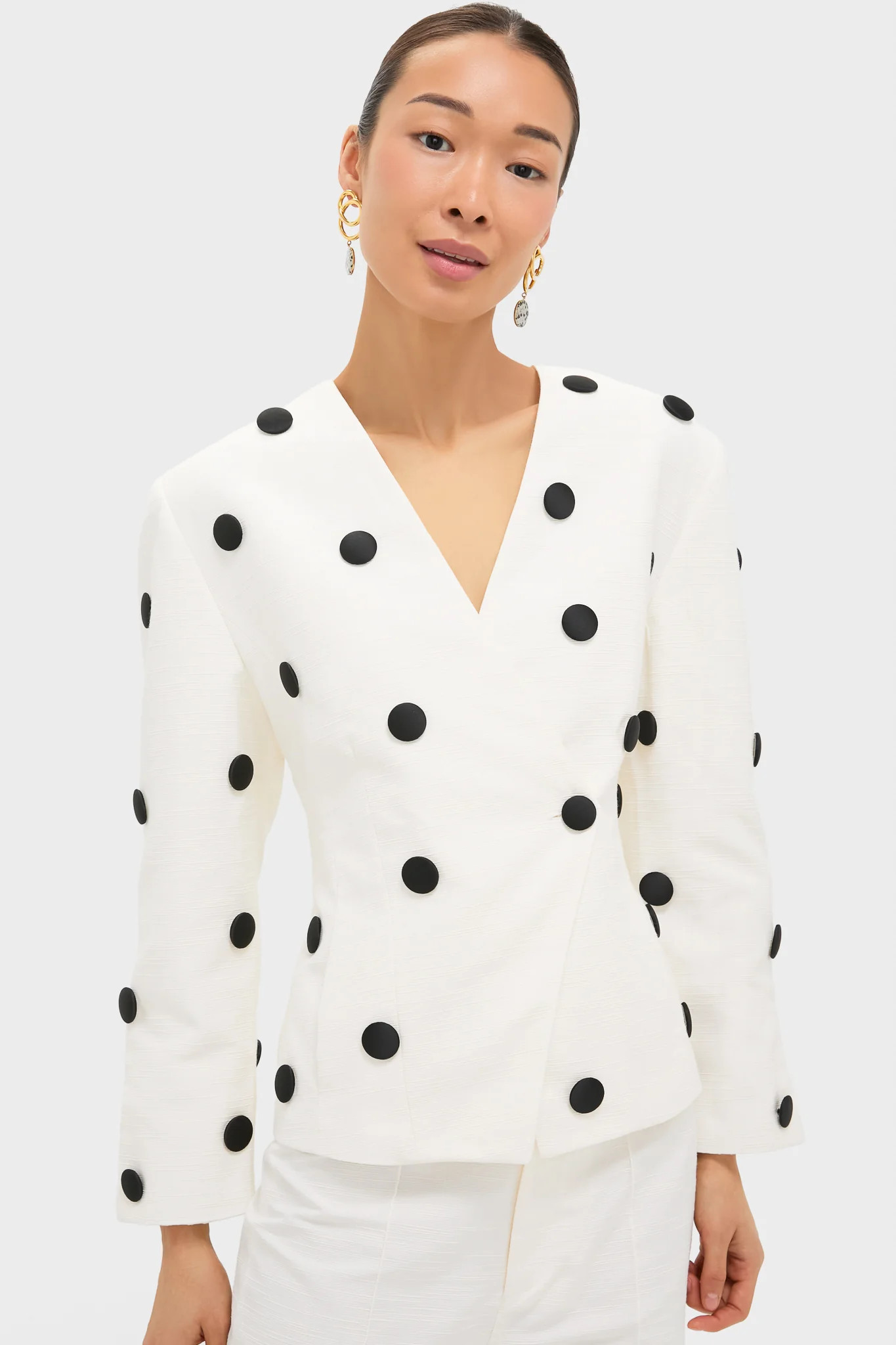 Black and Ecru Aloise Textured Buttons Jacket | Tuckernuck (US)