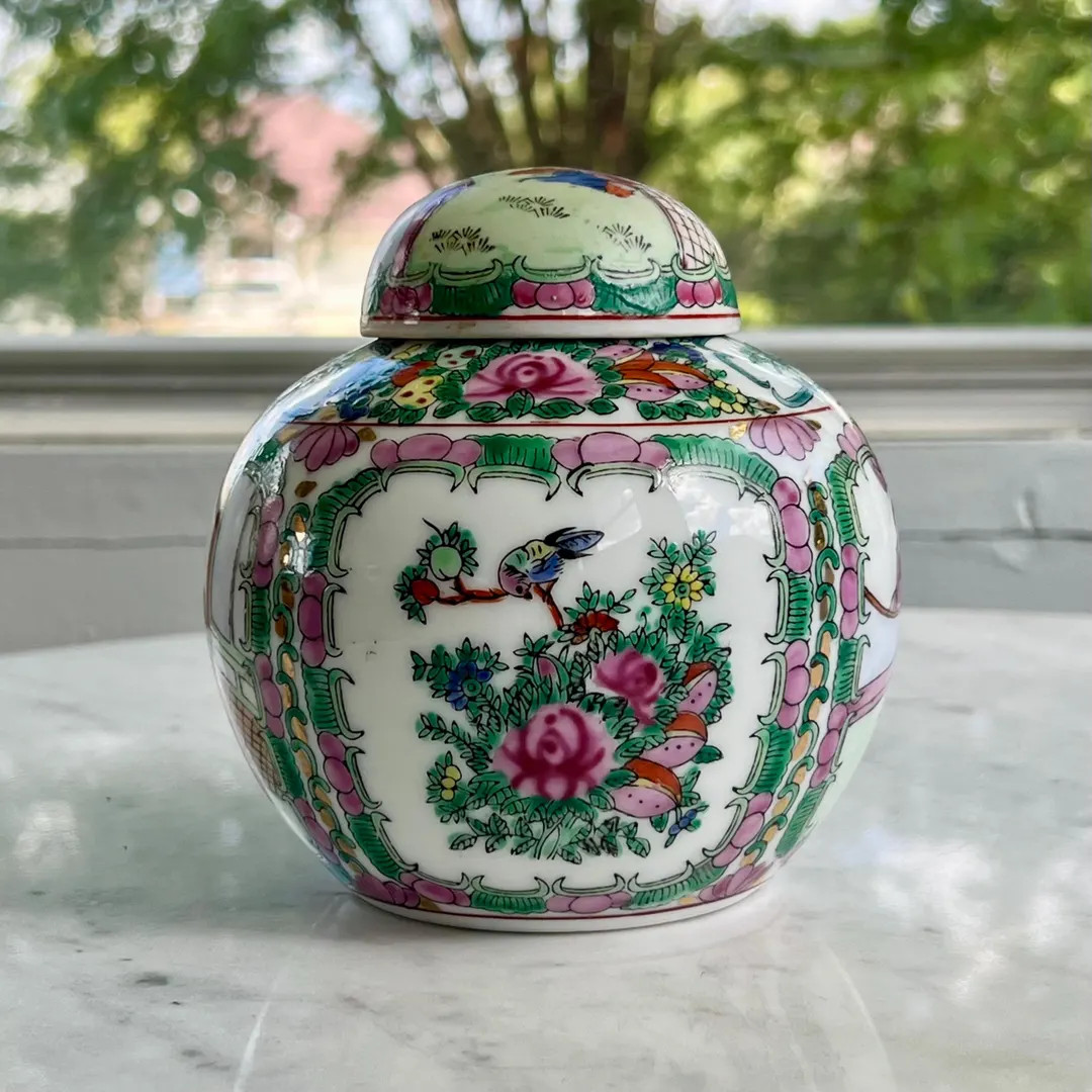 Vintage Rose Medallion Style Porcelain Ginger Jar with Lid – Hand-Painted Chinese Export Decor ... | Etsy (US)