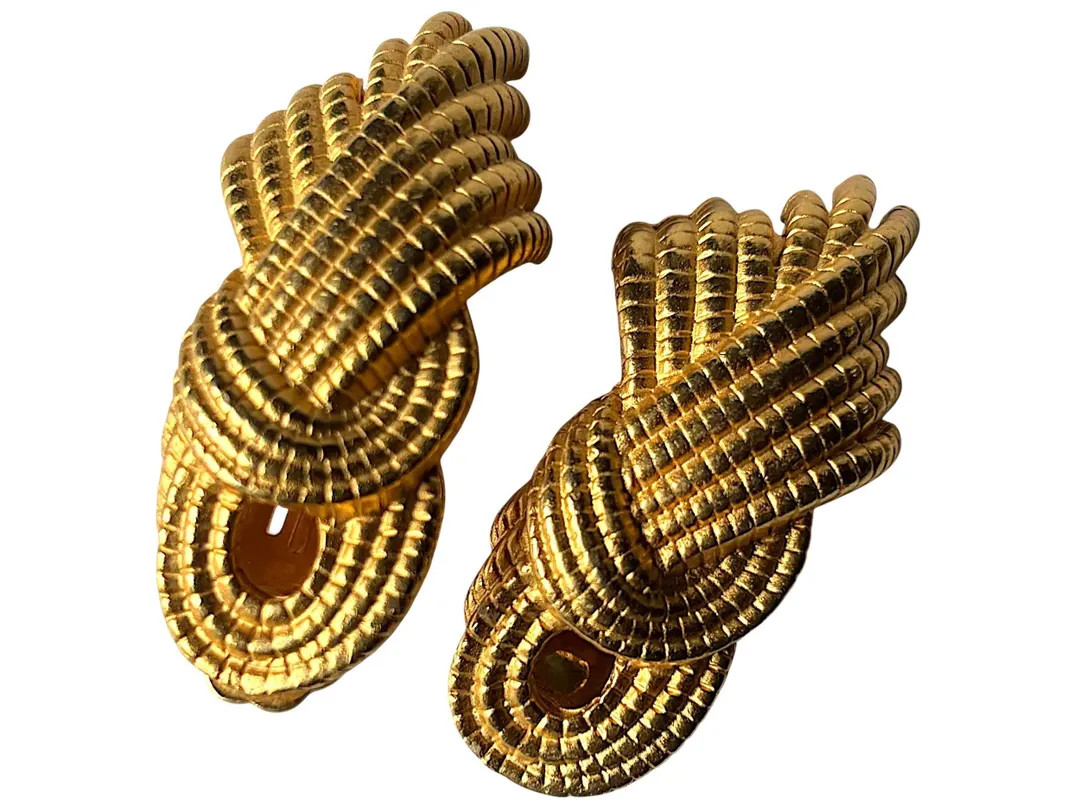 1980s Givenchy Ribbed Knot Clip On Earrings, Gold Tone | Etsy (US)