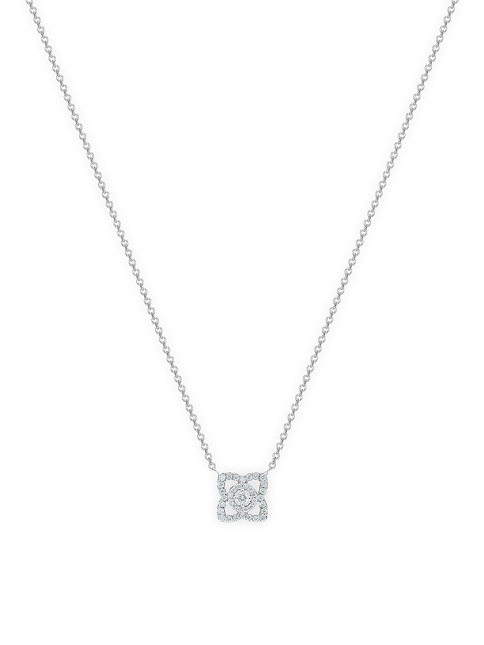 De Beers Jewellers Enchanted Lotus Diamond & 18K White Gold Mini Pendant Necklace | Saks Fifth Avenue