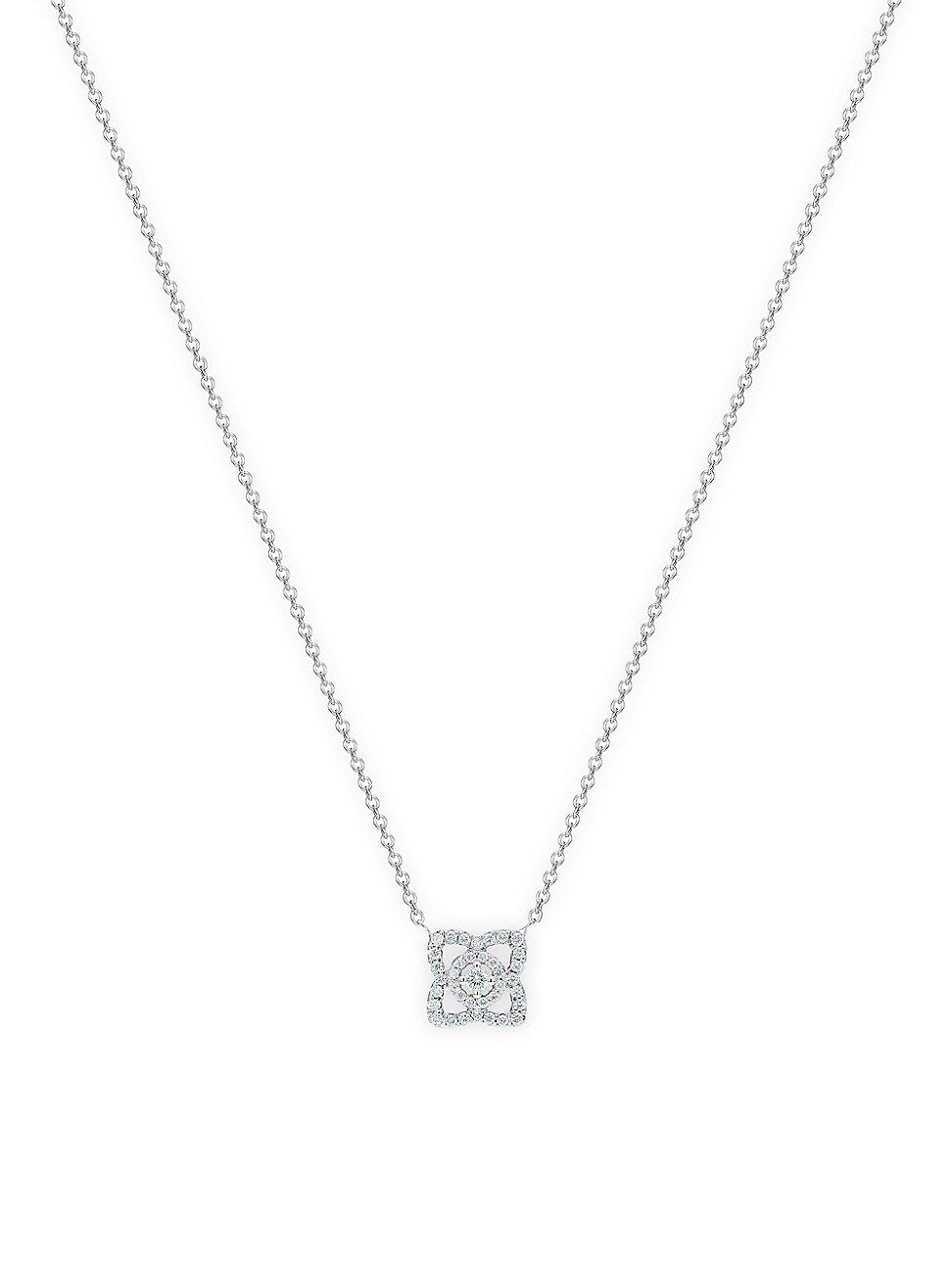De Beers Jewellers Enchanted Lotus Diamond & 18K White Gold Mini Pendant Necklace | Saks Fifth Avenue