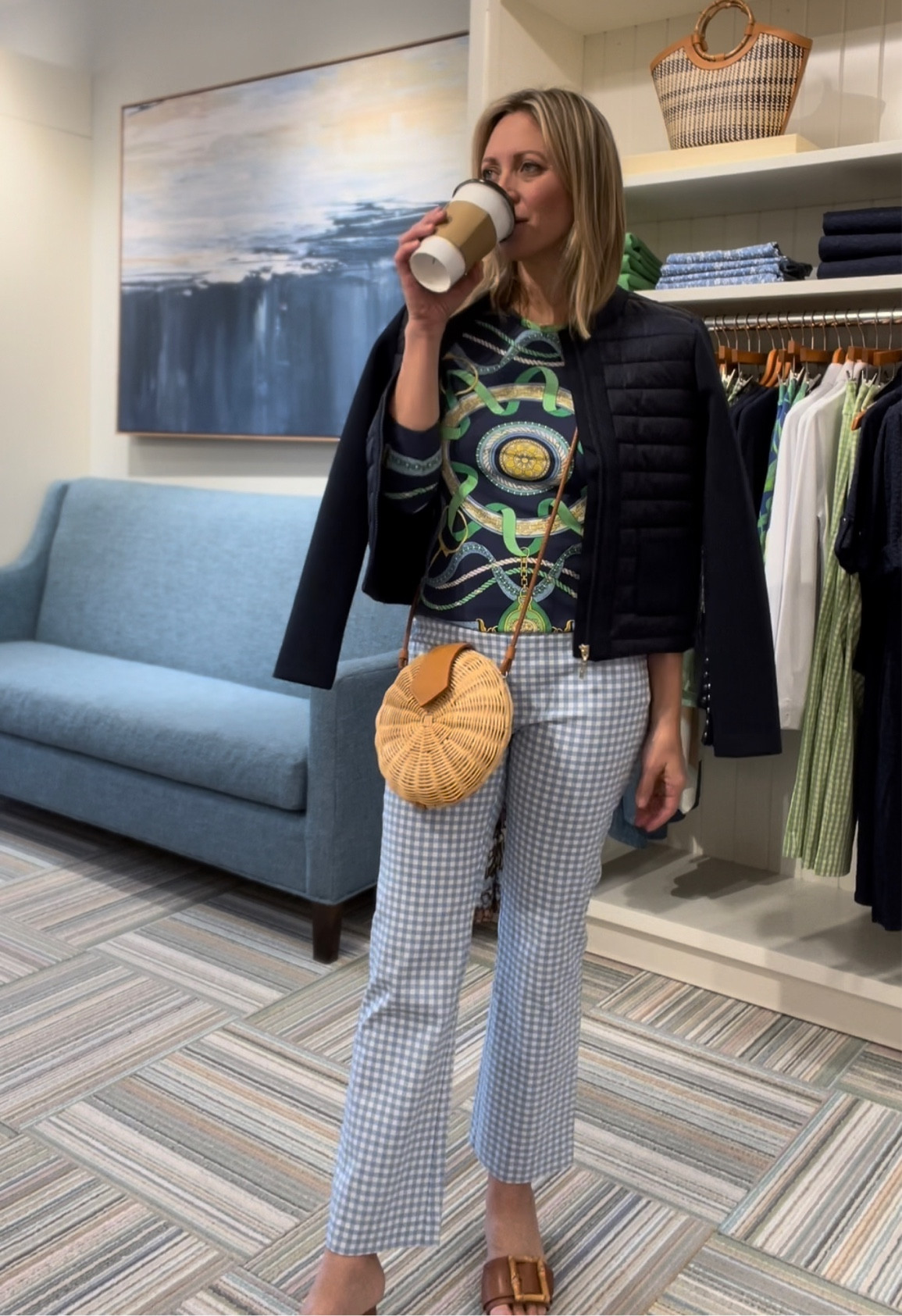 Mothers Day, Easter Sunday, gingham pants, spring outfit #jmclaughlin