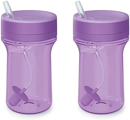 NUK Everlast Weighted Straw Cup, Super-Durable Leakproof Toddler Sippy Cup, Purple, 10 Oz, Pack of 2 | Amazon (US)