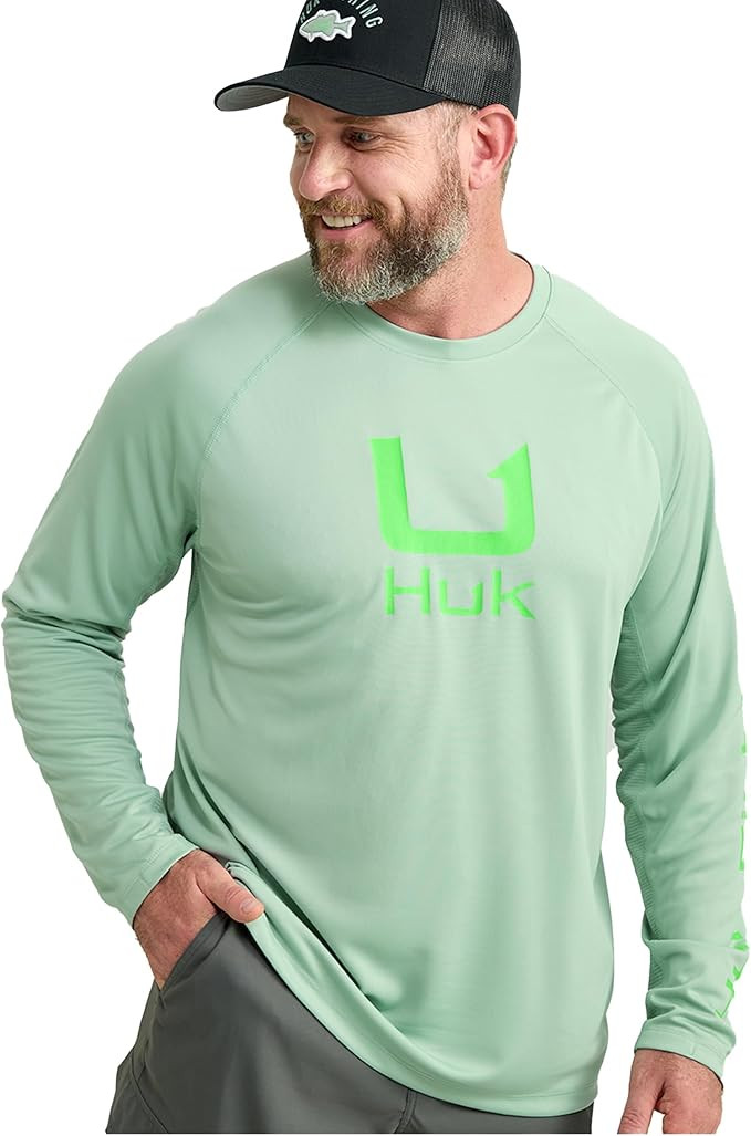 HUK Mens Icon Crew Shirt, Long-Sleeve Performance Fishing Shirt | Amazon (US)