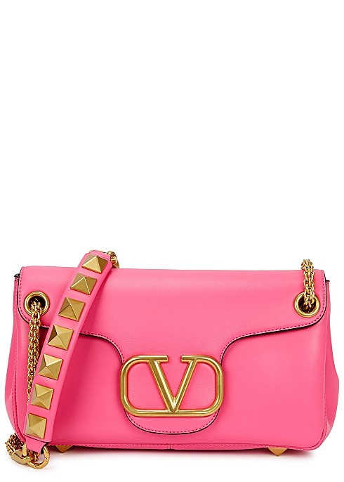 Valentino Valentino Garavani Stud Sign pink leather shoulder bag - Harvey Nichols | Harvey Nichols (Global)