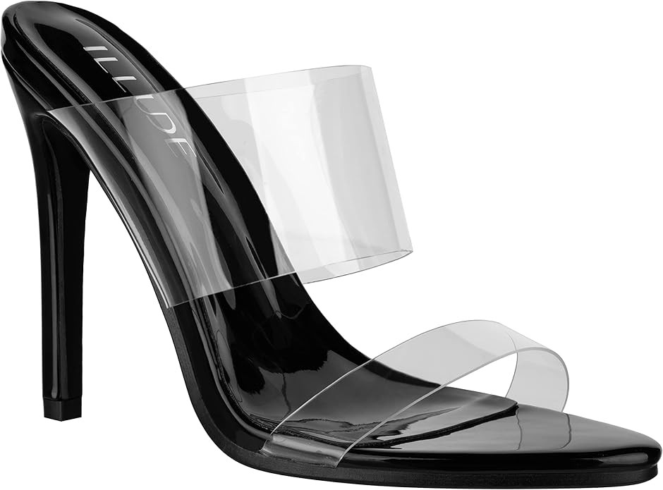 ILLUDE Women’s Clear Pointed Toe Sandals Stiletto Heels Transparent Strap High Heels Slip on Mu... | Amazon (US)