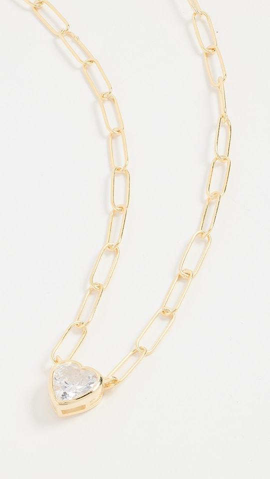 Colored Bezel Heart Link Necklace | Shopbop