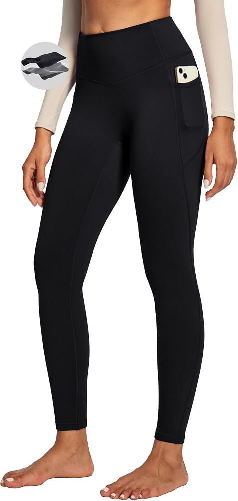 Heathyoga Fleece Lined Leggings Women with Pockets Thermal Leggings for Women Tummy Control Warm ... | Amazon (US)