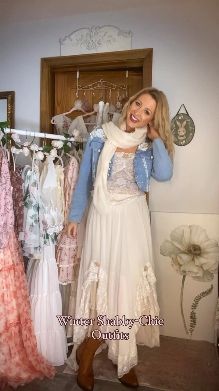 Shabby-Chic winter outfit idea romantic lace + denim 🤍🤍

#LTKStyleTip #LTKMostLoved #LTKFindsUnder50