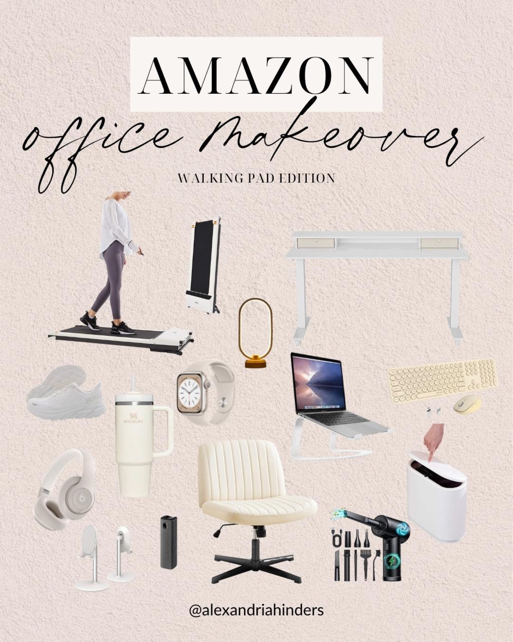 Transforming my home office to accommodate a walking pad was a game changer! Discover all the essential items that made the transition smooth, from the walking pad itself to comfy new shoes, a sleek standing desk, and even a new Apple Watch to track my progress. Taking steps (literally!) towards a healthier work-from-home routine has never been easier. Join me in making work and wellness go hand in hand. #HomeOfficeMakeover #WalkingPad #WorkFromHome

#LTKhome #LTKFitness #LTKBacktoSchool