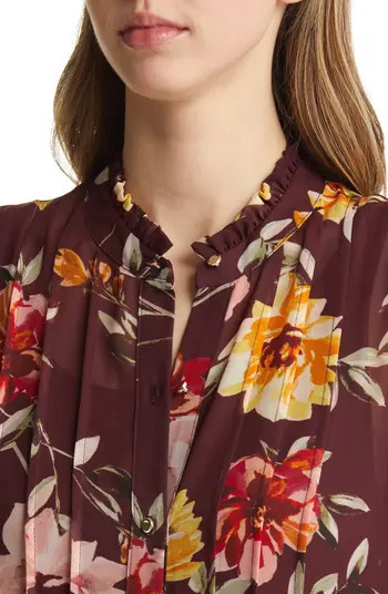 Julia Jordan Floral Pleated Long Sleeve Dress | Nordstrom | Nordstrom