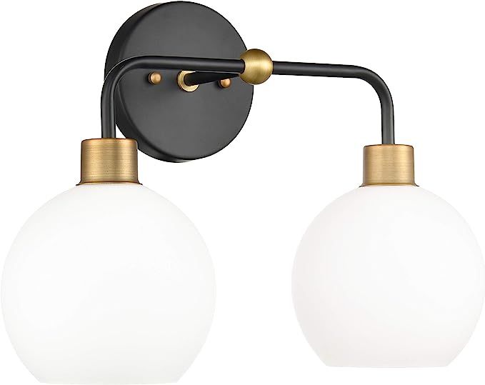 Linea di Liara Lukasa Bathroom Vanity Light Fixtures 2 Light Frosted Glass Globe Shade Modern Bat... | Amazon (US)