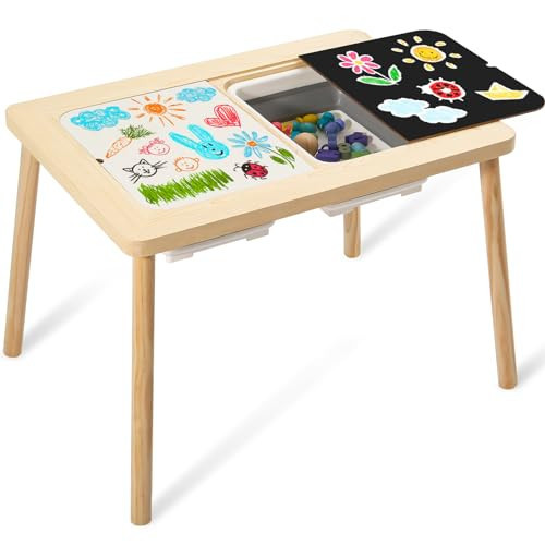 Purelax 5 in 1 Children's Sensory Table, Multifunction Toddler Play Sand Table Indoor Art Table Drawing Table for Kids, Toddler Sensory Table with 2 Storage Bin & Lid | Amazon (US)