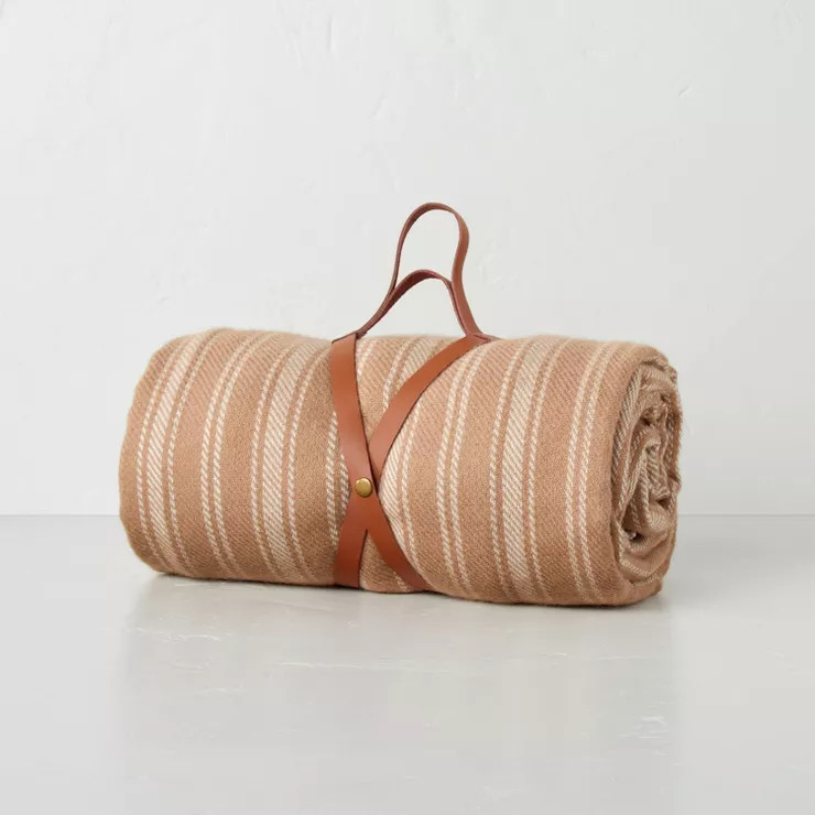 Engineered Stripes Woven Stadium Blanket Terracotta Brown - Hearth & Hand™ with Magnolia | Target