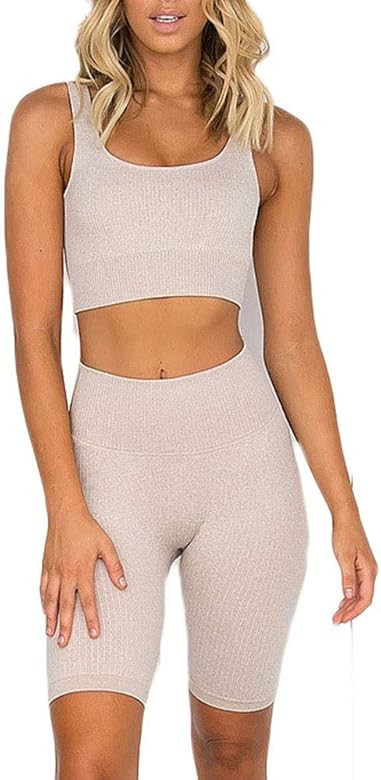 Beaufident Women's Legging Workout Set Active 2 Pieces Yoga Leggings with Paded Sports Bra | Amazon (US)