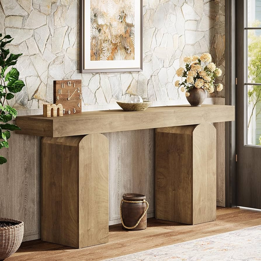 Tribesigns 63" Long Entryway Table, Farmhouse Console Table with 2 Arched Pedestal Legs, Wooden S... | Amazon (US)