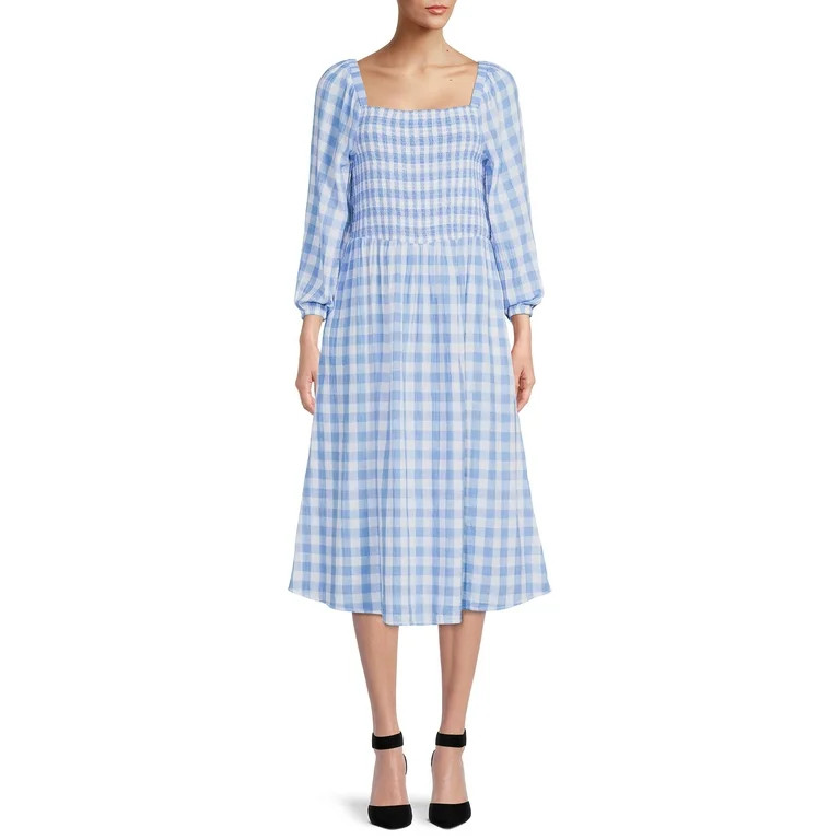 BeachLunchLounge Women's Smocked Gingham Dress | Walmart (US)