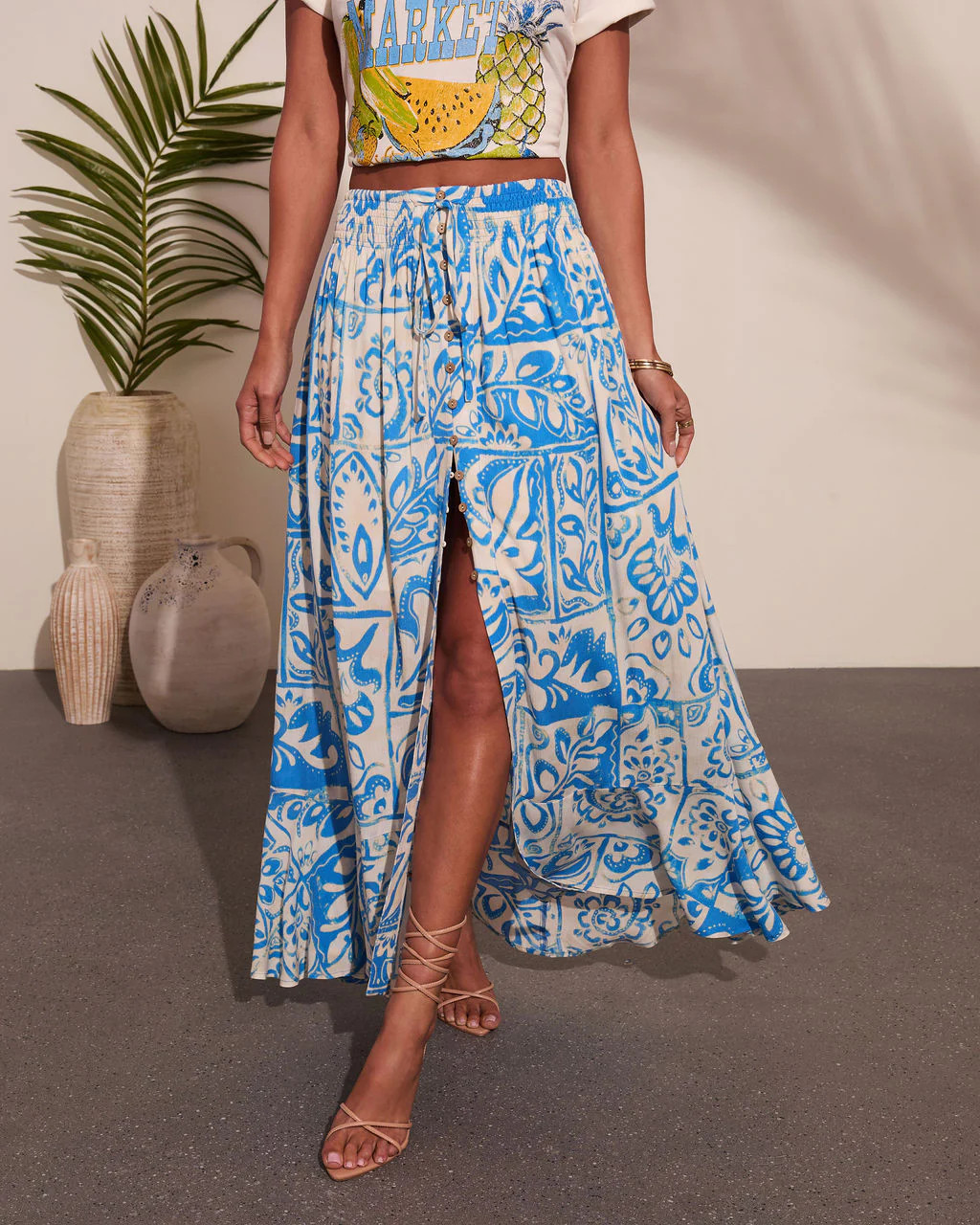 Glow Dream Abstract Print Maxi Skirt | VICI
