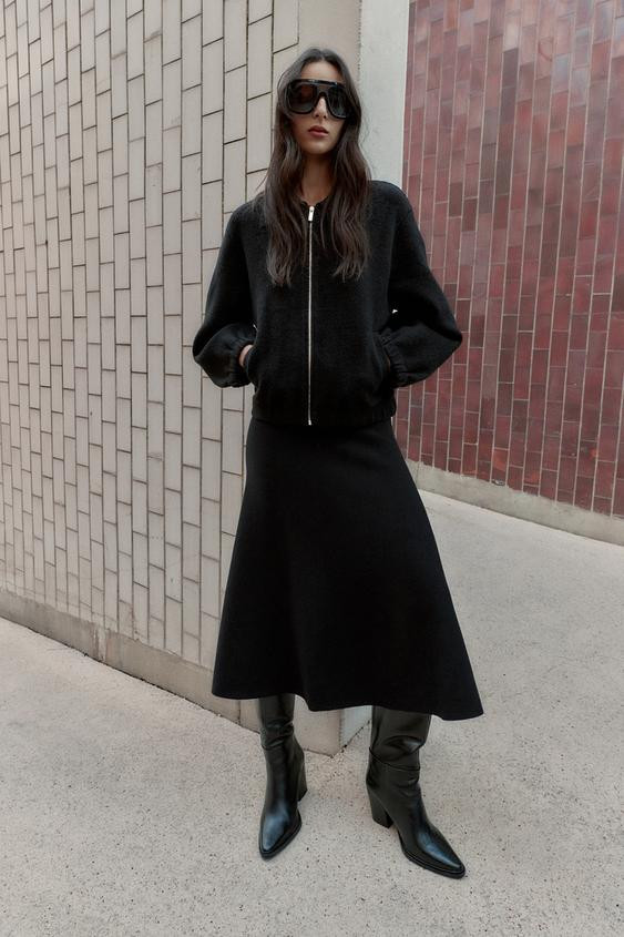 ZIPPERED KNIT BOMBER JACKET | Zara US