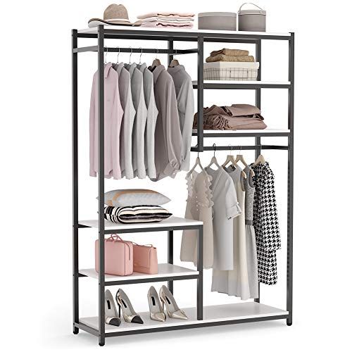 
Tribesigns Free-standing Closet Organzier, Double Hanging Rod Clothes Garment Racks with Storage Sh | Amazon (US)