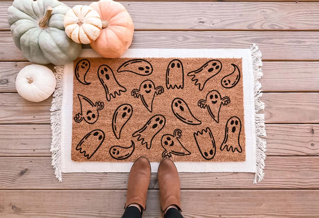 Ghost Doormat Halloween Doormat Fall Doormat Pumpkin - Etsy | Etsy (US)