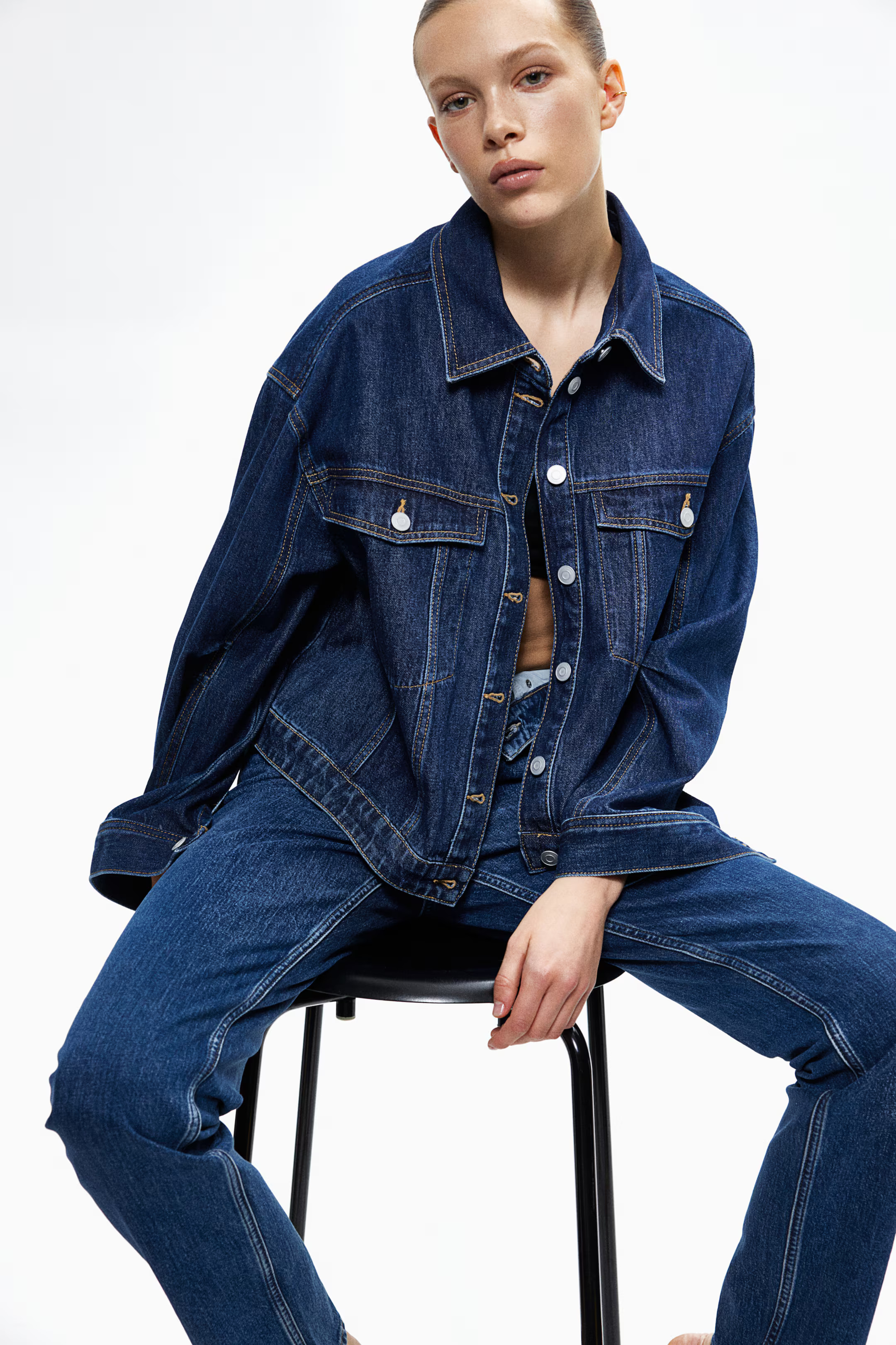 Slim Straight High Jeans - High waist - Long - Denim blue - Ladies | H&M US | H&M (US + CA)