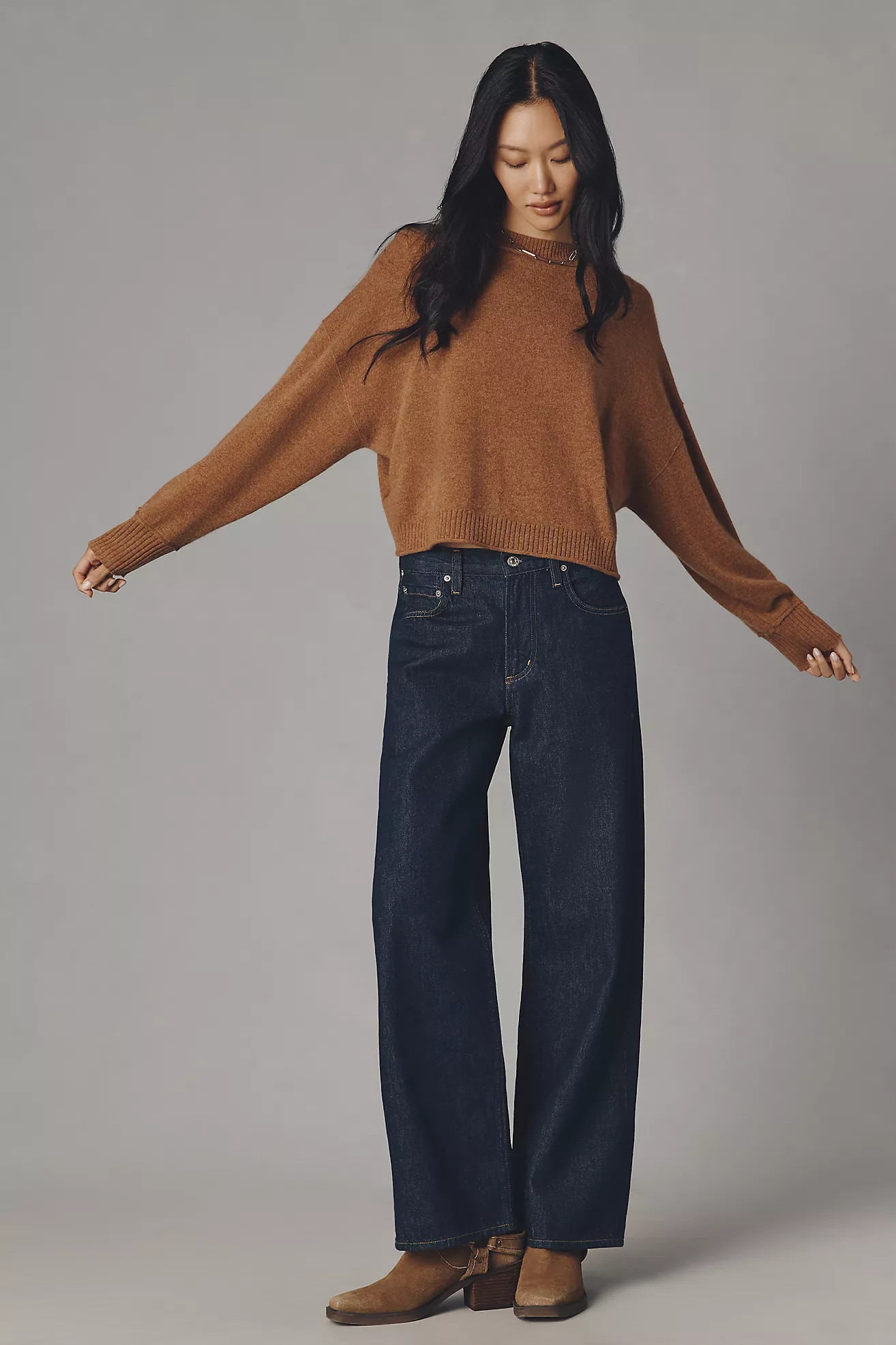 The Goldie Cashmere Long-Sleeve Crew-Neck Sweater | Anthropologie (US)