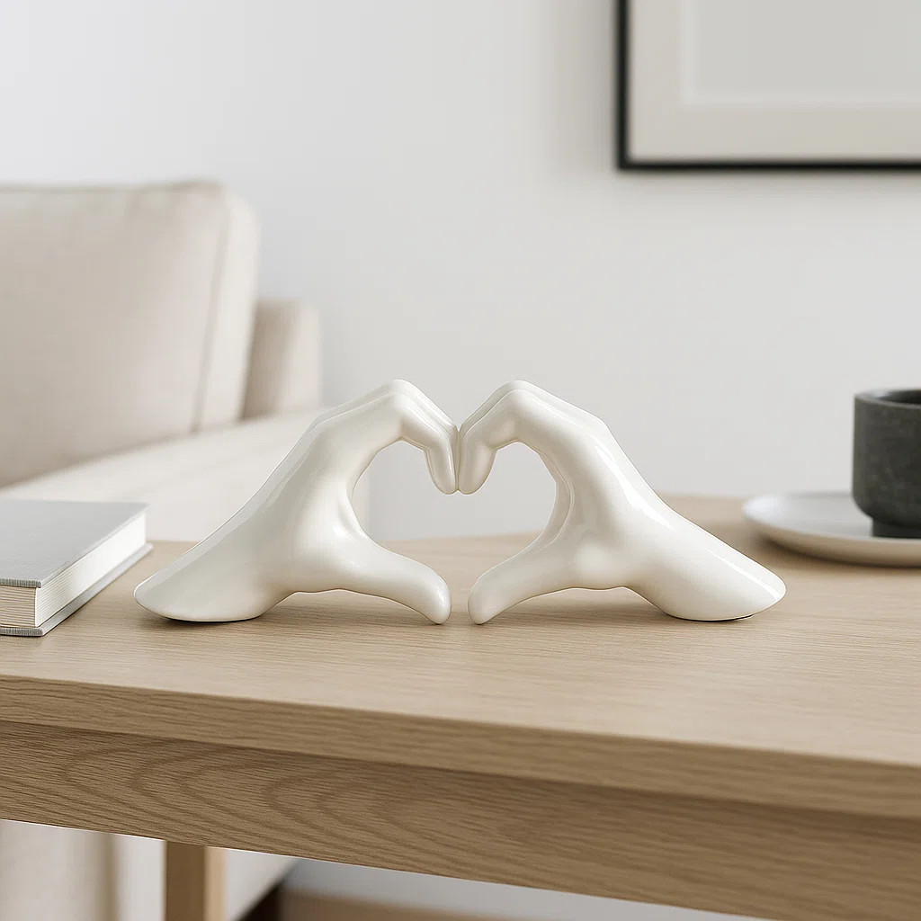 Modern Stoneware Ceramic Hand Heart Decorative Sculpture | Wayfair North America