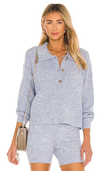 Amanda Oversized Knit Polo in Blue | Revolve Clothing (Global)