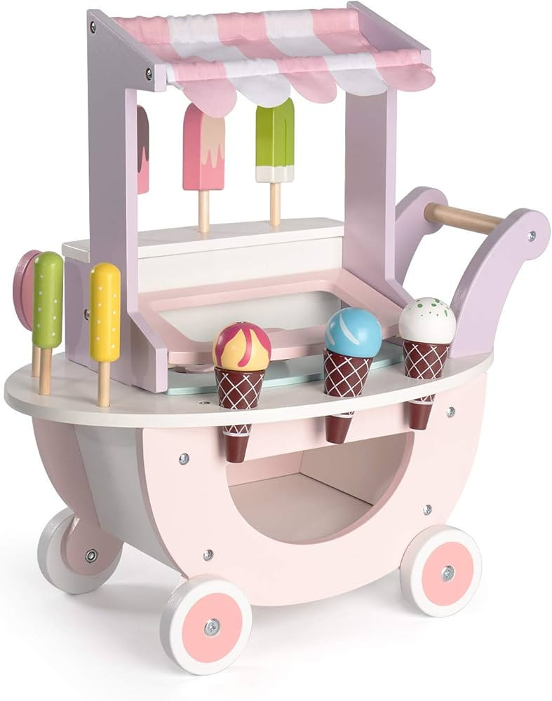 ROBUD Wooden Ice Cream Cart Toys for Kids, Toddlers Pretend Play Food Truck, Gift for Girls and B... | Amazon (US)