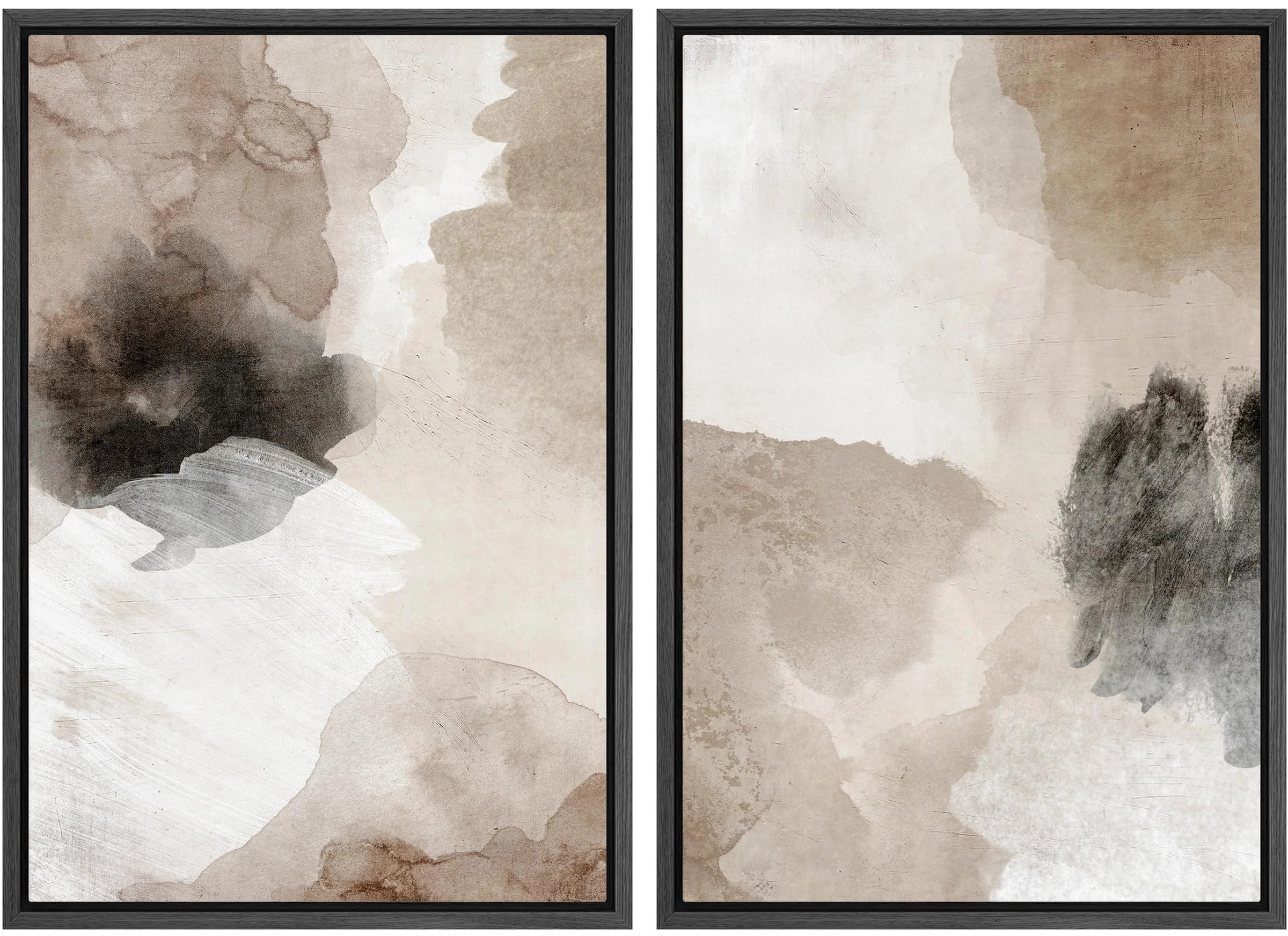 IDEA4WALL Framed Canvas Print Wall Art Set Brown & White & Black Collage Abstract Shape Modern Ar... | Walmart (US)