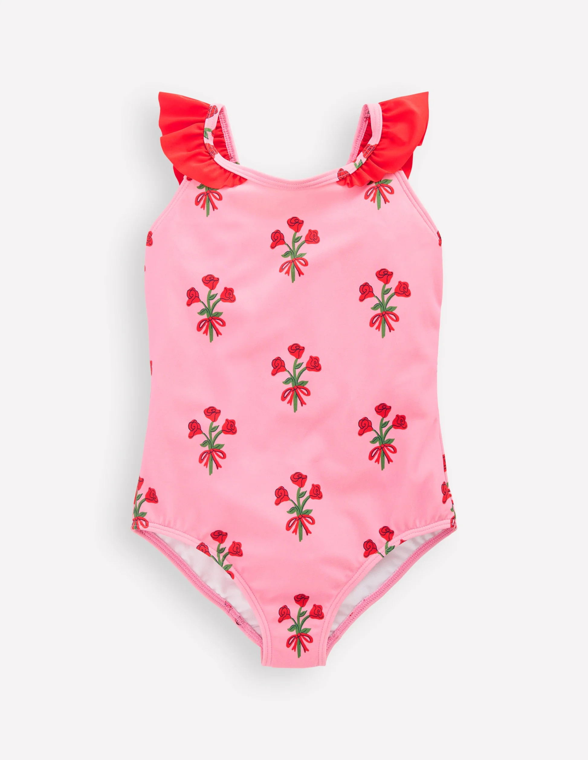 Hallie Frill Strap Swimsuit-Bubblegum Pink Posy | Boden (US)