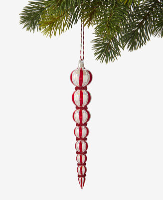 Holiday Lane Christmas Cheer Red Stripe Finial Ornament, Macy's Exclusive - Macy's | Macy's