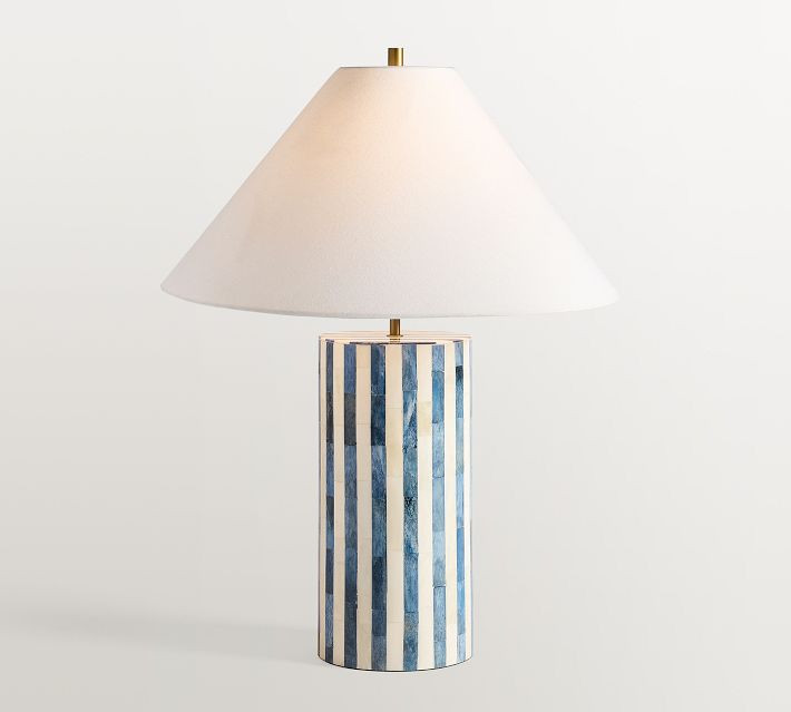 Bankes Bone 24"" Table Lamp, Ivory/Blue | Pottery Barn (US)