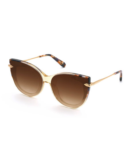 KREWE Laveau Cat-Eye Acetate Sunglasses w/ Nylon Overlay Lenses | Neiman Marcus