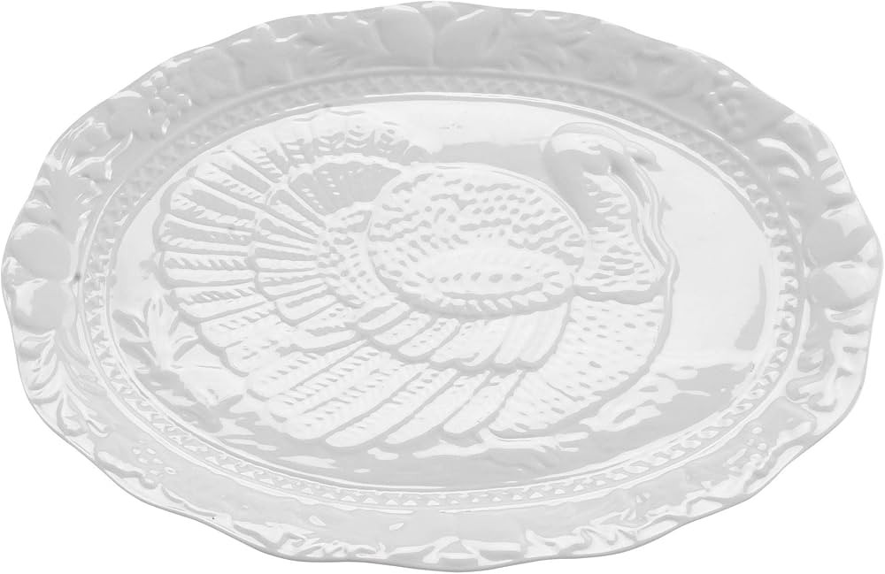 HIC Kitchen Turkey Embossed Serving Platter, Fine White Porcelain, Oversized | Amazon (US)